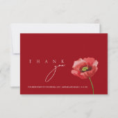 Crimson Red Poppy Monogram Wedding Dankeskarte (Vorderseite)