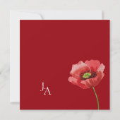 Crimson Red Poppy Monogram Wedding Save the Date (Rückseite)