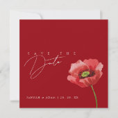 Crimson Red Poppy Monogram Wedding Save the Date (Vorderseite)