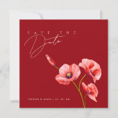 Crimson Red Poppy Wildblume Hochzeit speichern das Save The Date (Vorderseite)