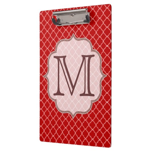 Crimson Red Quarterfoil Latti Monogram Clip Board Klemmbrett (Links)