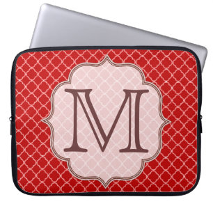 Crimson Red Quarterfoil Monogramm 15" Laptop Case