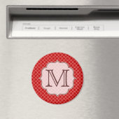 Crimson Red Quarterfolie Monogram Initial Magnet (In Situ (Geschirrspüler))