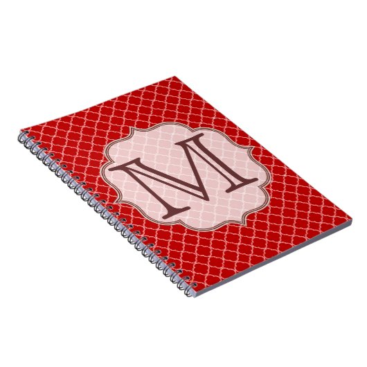 Crimson Red Quaterfoil Latti Monogram Note Book Notizblock (Rechte Seite)