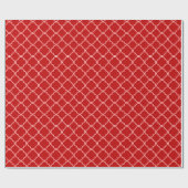 Crimson Red Quaterfolie Lattice Wrapping Paper Geschenkpapier (Flach)