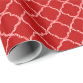 Crimson Red Quaterfolie Lattice Wrapping Paper Geschenkpapier (Rolleneckpunkt)