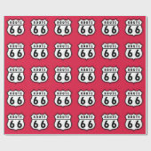 Crimson Red Route 66 Road Sign Geschenkpapier (Flach)
