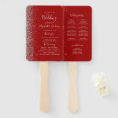 Crimson Red Silver Glitzer Edge Wedding Program Fächer (Vorne und Hinten)