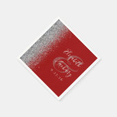 Crimson Red Silver Glitzer Wedding Serviette (Ecke)