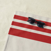 Crimson Red Simple Stripe Individuelle Name Strandtuch (Beispiel)