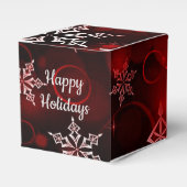 Crimson Red Snowflake Motif Cube Geschenkschachtel (Vorderseite)