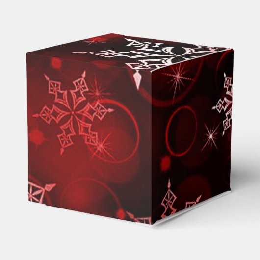 Crimson Red Snowflake Motif Cube Geschenkschachtel (Rückseite)