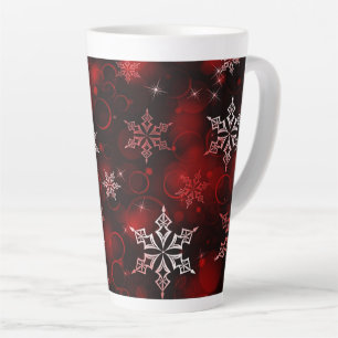 Crimson Red Snowflake Motif Milchtasse