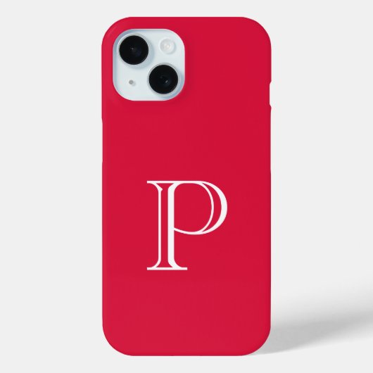 Crimson Red Solid Color Monogram Initial Case-Mate iPhone Hülle (Rückseite)