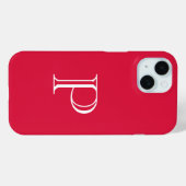 Crimson Red Solid Color Monogram Initial Case-Mate iPhone Hülle (Rückseite (Horizontal))