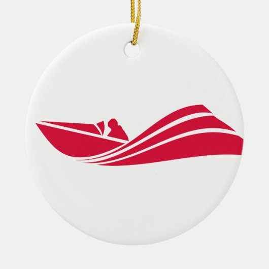Crimson Red Speed Boat Keramik Ornament (Vorne)