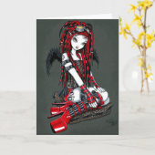 "Crimson" Red Tattoo Cyber Goth Angel Card Karte (Gelbe Blume)