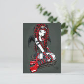 "Crimson" Red Tattoo Cyber Goth Angel Postcard Postkarte (Stehend Vorderseite)