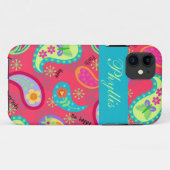 Crimson Red Turquoise Modern Paisley Pattern Case-Mate iPhone Hülle (Rückseite (Horizontal))
