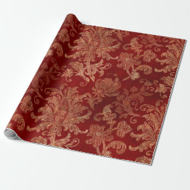 Crimson Red und Gold Vintag Damask Geschenkpapier