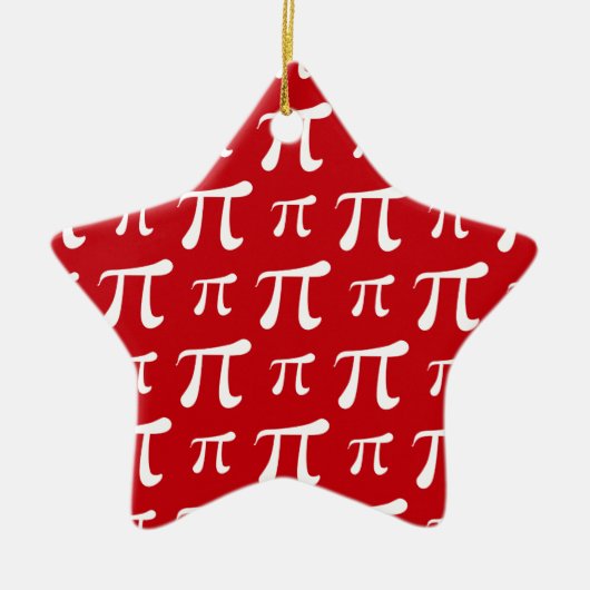 Crimson Red und White Pi Symbol Keramik Ornament (Vorne)