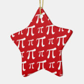 Crimson Red und White Pi Symbol Keramik Ornament (Links)