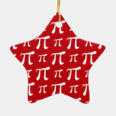 Crimson Red und White Pi Symbol Keramik Ornament (Hinten)