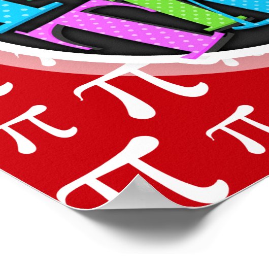 Crimson Red und White Pi Symbol Poster (Ecke)