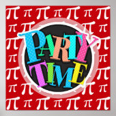 Crimson Red und White Pi Symbol Poster (Vorne)