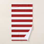 Crimson Red und White Stripes Badhandtuch Set (Handtuch)