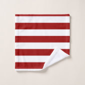 Crimson Red und White Stripes Badhandtuch Set (Waschlappen)