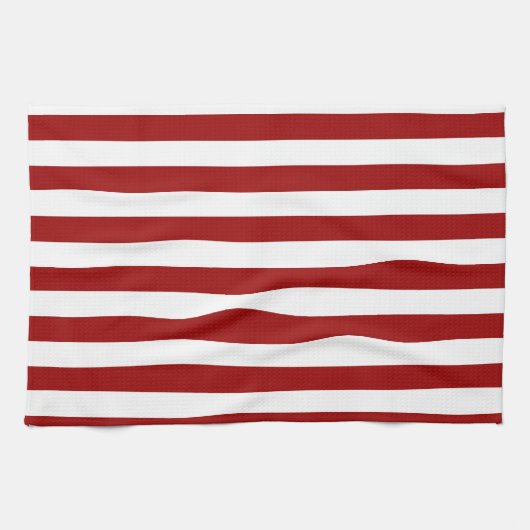 Crimson Red und White Stripes Geschirrtuch (Horizontal)