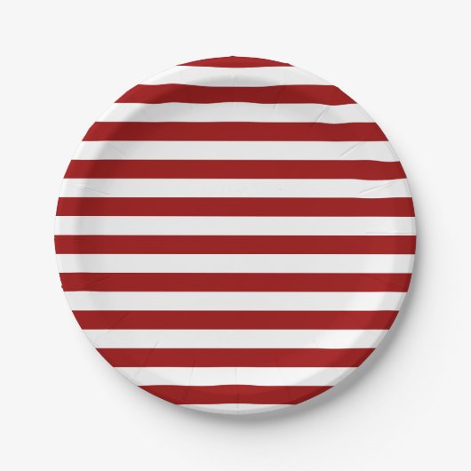 Crimson Red und White Stripes Pappteller (Vorderseite)