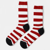 Crimson Red und White Stripes Socken (Linkes Detail)