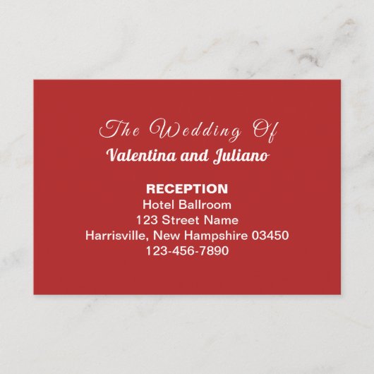Crimson Red Wedding Reception Enclosure Card Begleitkarte (Vorderseite)