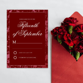 Crimson Red Wedding Response Card RSVP Karte