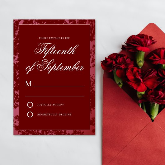 Crimson Red Wedding Response Card RSVP Karte