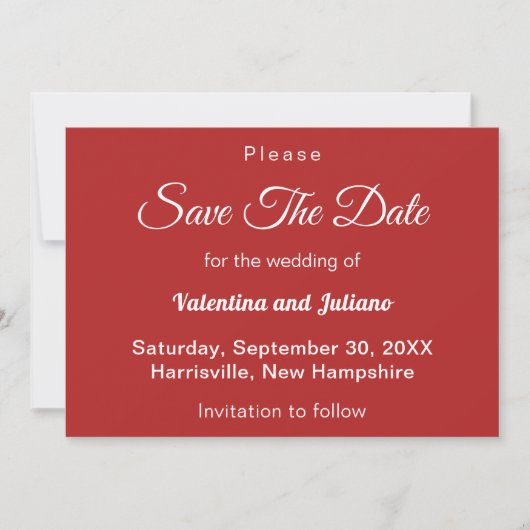 Crimson Red Wedding speichern das Datum Save The Date (Vorderseite)