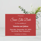 Crimson Red Wedding speichern das Datum Save The Date (Stehend Vorderseite)