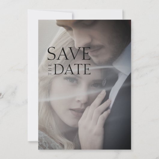 Crimson Red White Monogram Foto Wedding Save The Date (Rückseite)