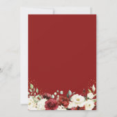 Crimson Red White Rustic Chic Floral Baby Dusche Einladung (Rückseite)