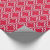 Crimson Red White XL Marokkanisches Quatrefolie #7 Geschenkpapier (Ecke)