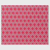 Crimson Red White XL Marokkanisches Quatrefolie #7 Geschenkpapier (Flach)