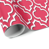 Crimson Red White XL Marokkanisches Quatrefolie #7 Geschenkpapier (Rolleneckpunkt)