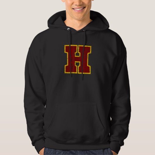 Crimson Red Yellow Letter H Team Font Monogram Dis Hoodie (Vorderseite)