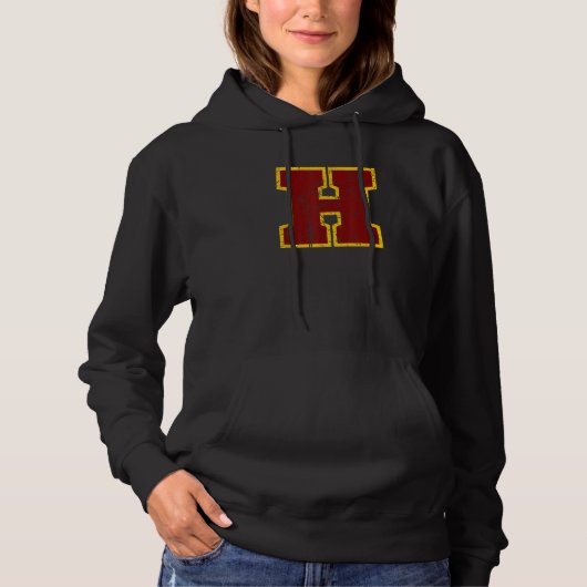 Crimson Red Yellow Letter H Team Font Monogram Dis Hoodie (Vorderseite)