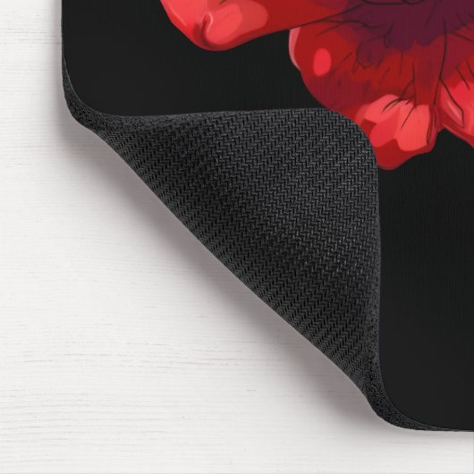 Crimson-Rose auf Black Gold Script Personalisiert Mousepad (Ecke)