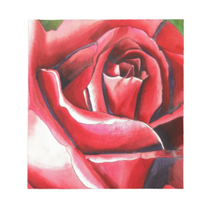 Crimson Rose Blume Aquarellmalerei Notizblock