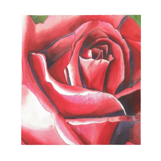 Crimson Rose Blume Aquarellmalerei Notizblock (Vorderseite)