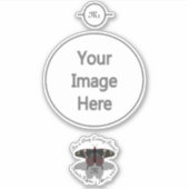 Crimson Rose Butterfly Shadow Monogram Aufkleber (Vorderseite)